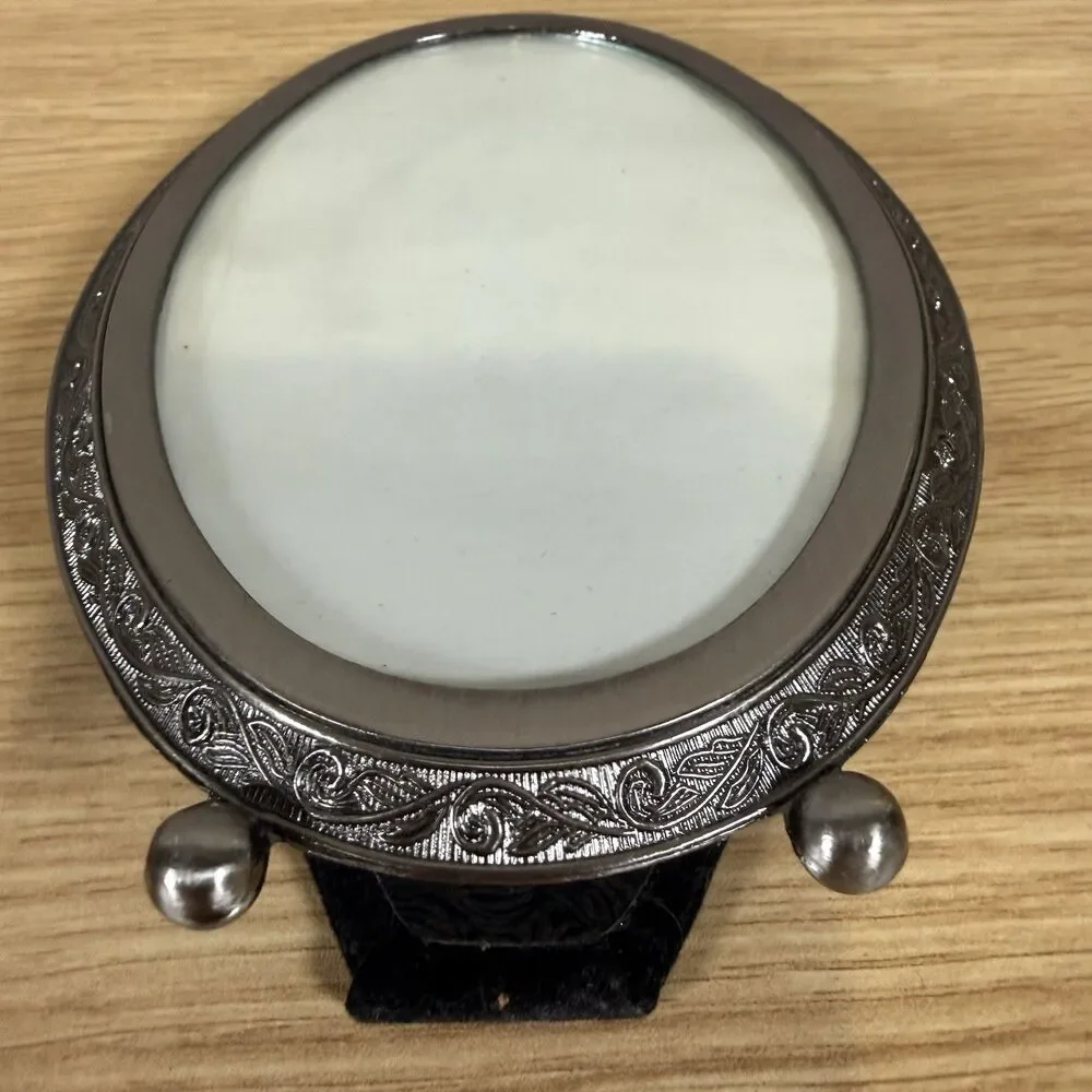 Vintage Burnes of Boston 3.5x5 Oval Silver Metal Filigree Picture Frame Korea